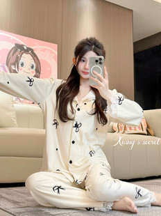 海岛绒甜美保暖花边家居服睡衣加绒秋冬新 miu系公主 香香 秘密