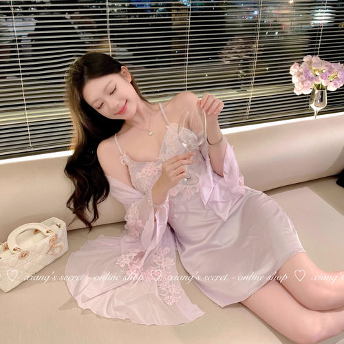 性感轻奢花朵网纱仙女睡裙