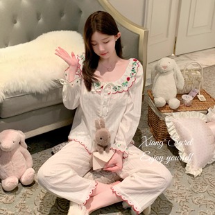 高支纯棉刺绣少女日系家居服睡衣舒适套装 普罗旺斯 新 秘密 香香