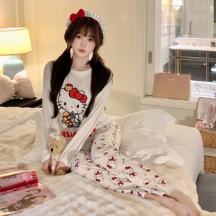 长裤 香香 纯棉长袖 小小kitty 日系甜美家居服可爱睡衣秋冬 秘密