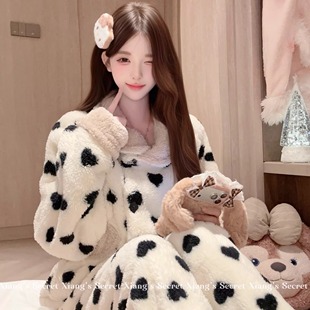 高级保暖家居服 2025法兰绒加绒加厚冬季 绵绵奶咖 睡衣女秋冬款