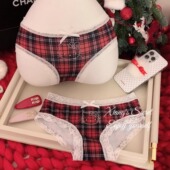 香香 氛围红甜辣ins烫钻蕾丝性感舒适透气三角内裤 秘密 圣诞kt