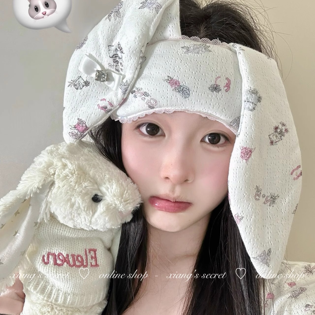 香香的秘密 原创正版邦尼兔兔纯棉水钻眼罩蕾丝遮光松紧调节网红