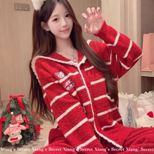半边绒睡衣翻领2025冬季 好运小k 加厚气质高级家居服 秘密 香香