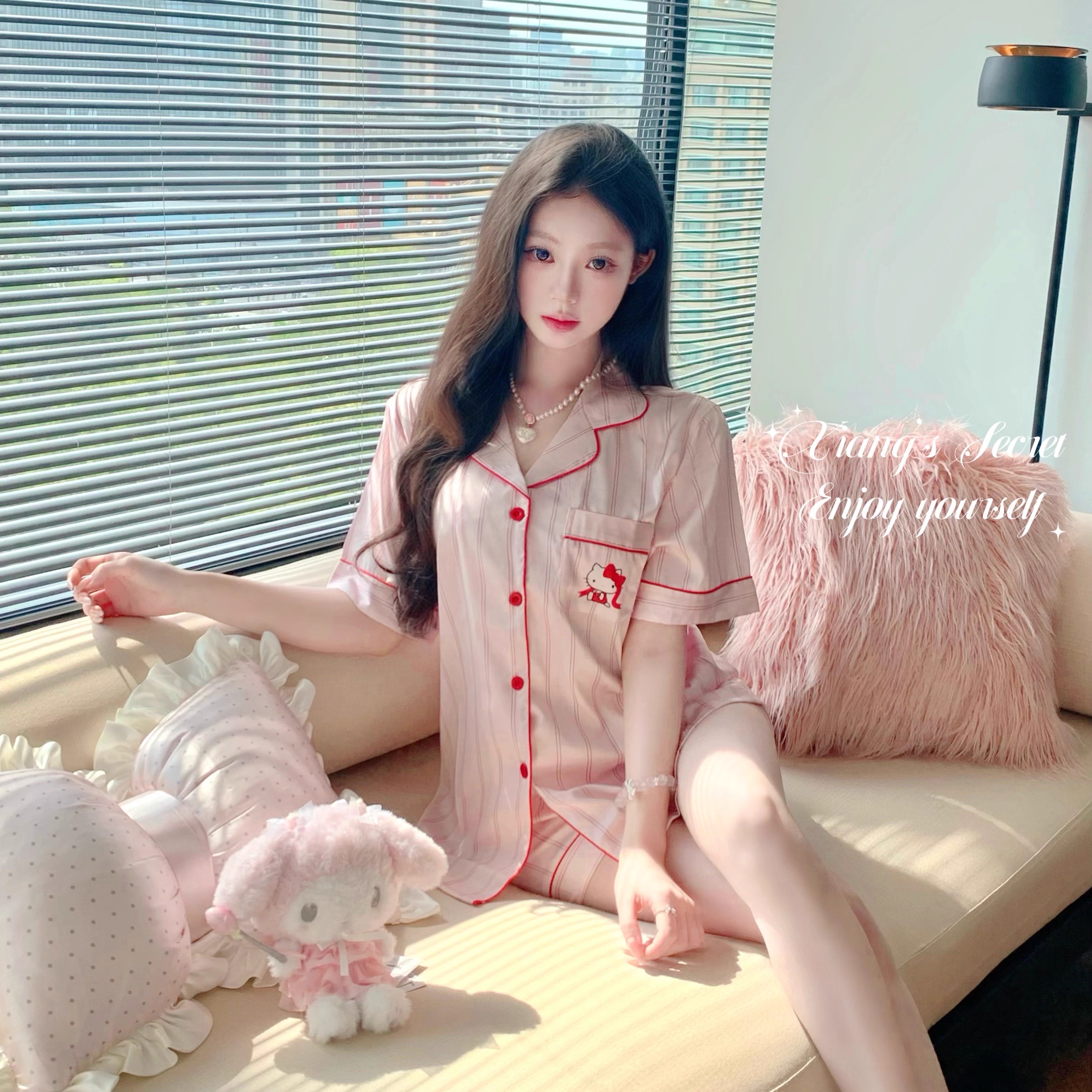 女冰丝短袖kitty睡衣夏天