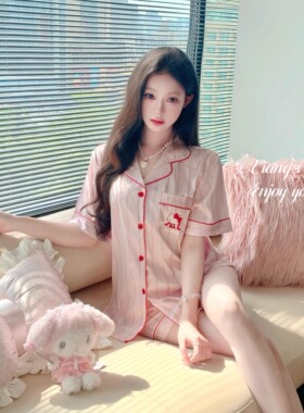 香香的秘密 樱桃小k*冰丝纯欲kitty睡衣日系可爱短袖短裤家居服夏