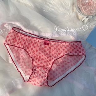中腰三角裤 香香 爱心日系网纱甜美舒适纯欲内裤 秘密 女 恋爱泡泡