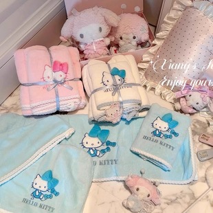 日系少女卡通珊瑚绒可爱浴巾毛巾速干新 Kitty海盐浴 香香 秘密