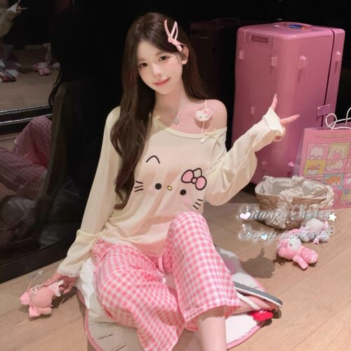 吊带睡衣睡裤甜美套装