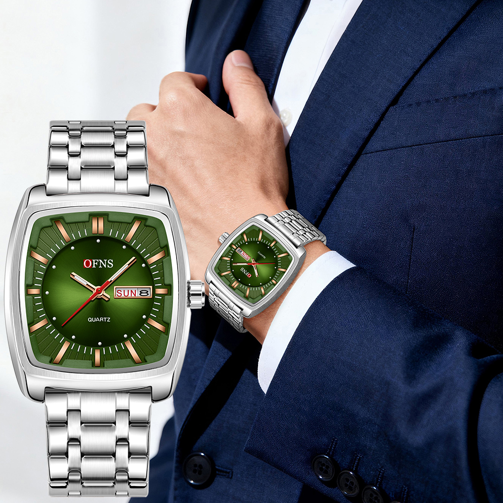 男士手表商务休闲轻奢气质防水夜光简约复古百搭日历酒桶形石英表