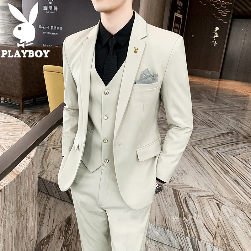 花花公子西服套装男商务结婚礼服