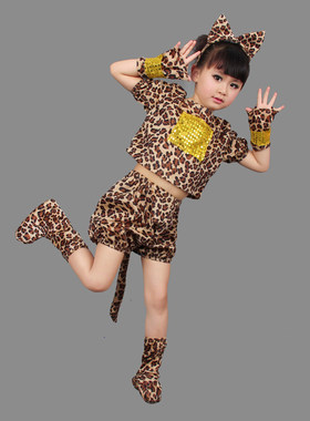 儿童动物小猫演出服女童波斯猫学猫叫舞台表演服幼儿可爱花猫舞蹈