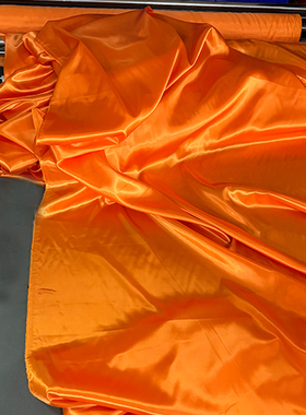 橙色绸布高密度色丁亮面绸缎布料新车揭幕布丝绸仿真丝缎面料布料