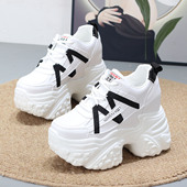 轻便防滑系带单鞋 2025秋季 超高跟内增高12CM小个子厚底松糕老爹鞋