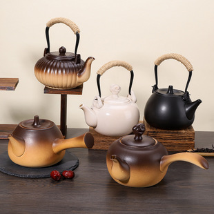 围炉煮茶壶挂钩煮茶炉茶壶户外室内烧炭烧水提梁壶杯子家用陶壶