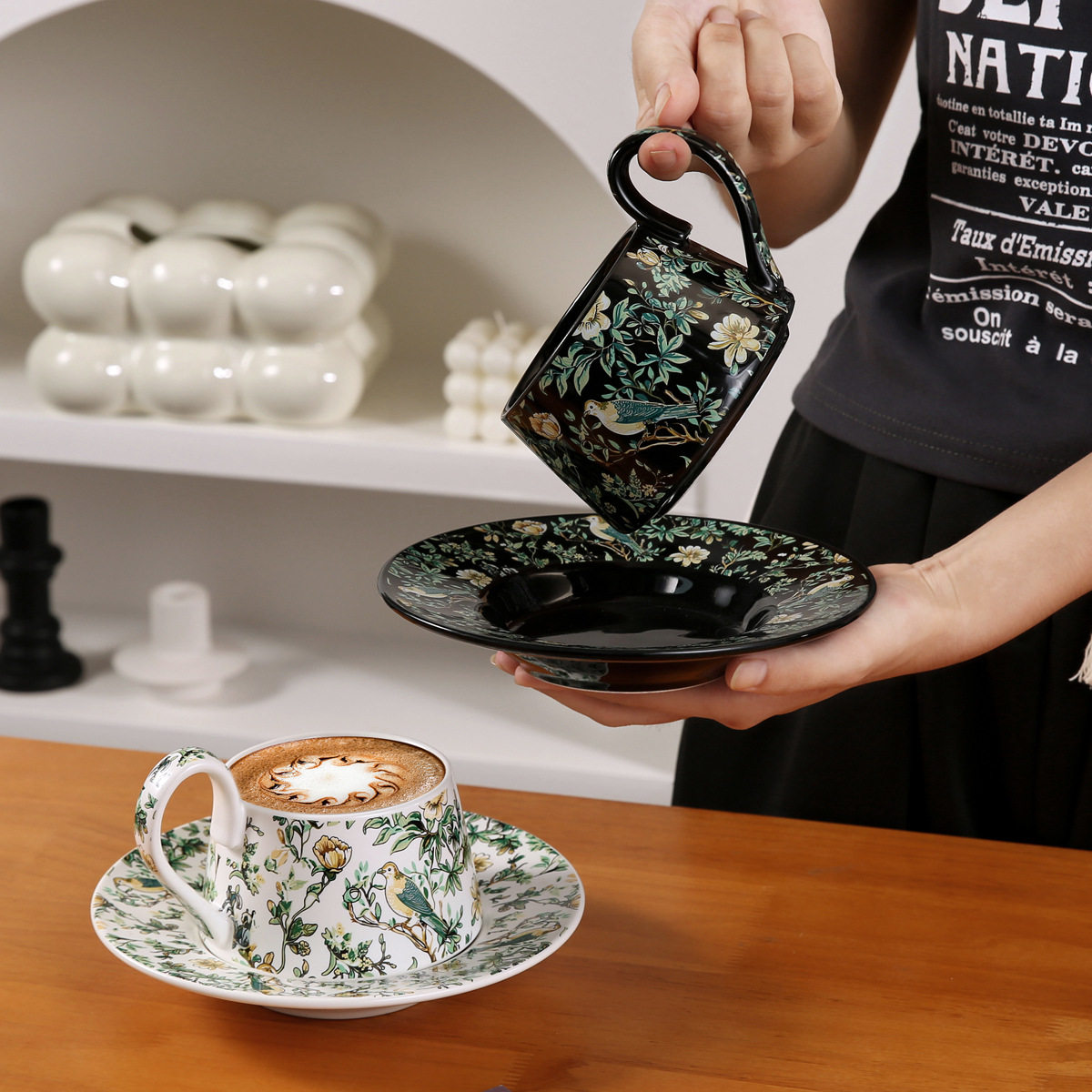 莫里斯风设计师合作款原创复古花鸟水彩画中古咖啡杯碟礼品伴手礼,餐饮具,咖啡杯,淘宝优惠券,粉丝福利购,淘宝优惠卷