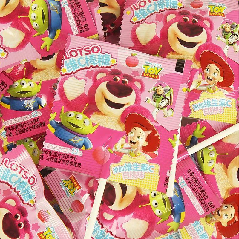 迪士尼维c棒棒糖草莓熊卡通糖果草莓水果味结婚喜糖儿童休闲零食