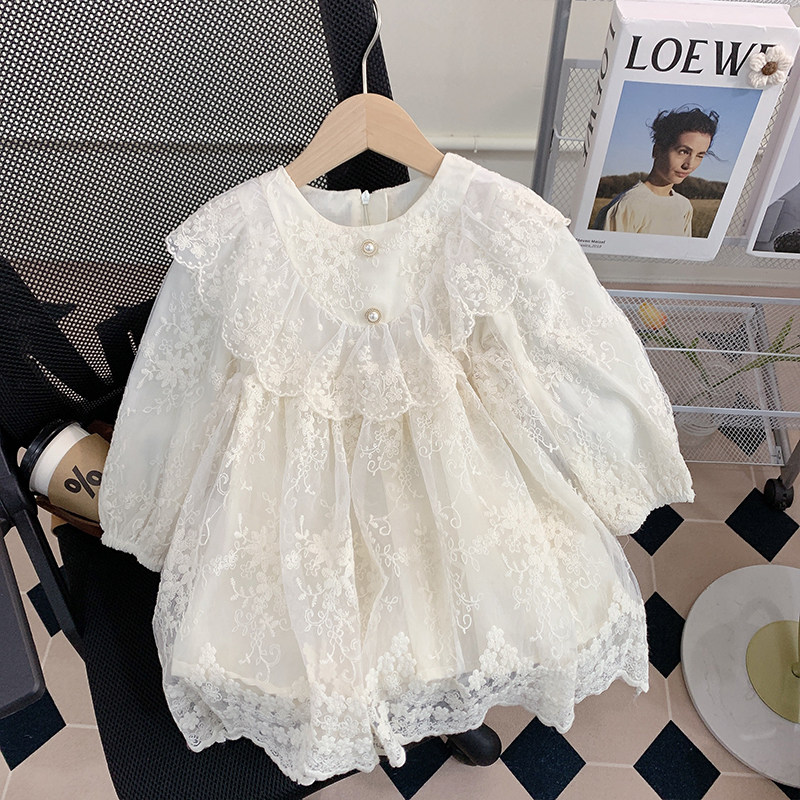 女童连衣裙春装2025新款儿童洋气森系仙女裙宝宝春秋蕾丝公主裙子