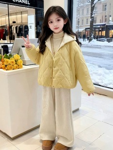 棉服宝宝洋气加厚外套 儿童中大童韩版 女童加绒棉衣秋冬装 2025新款