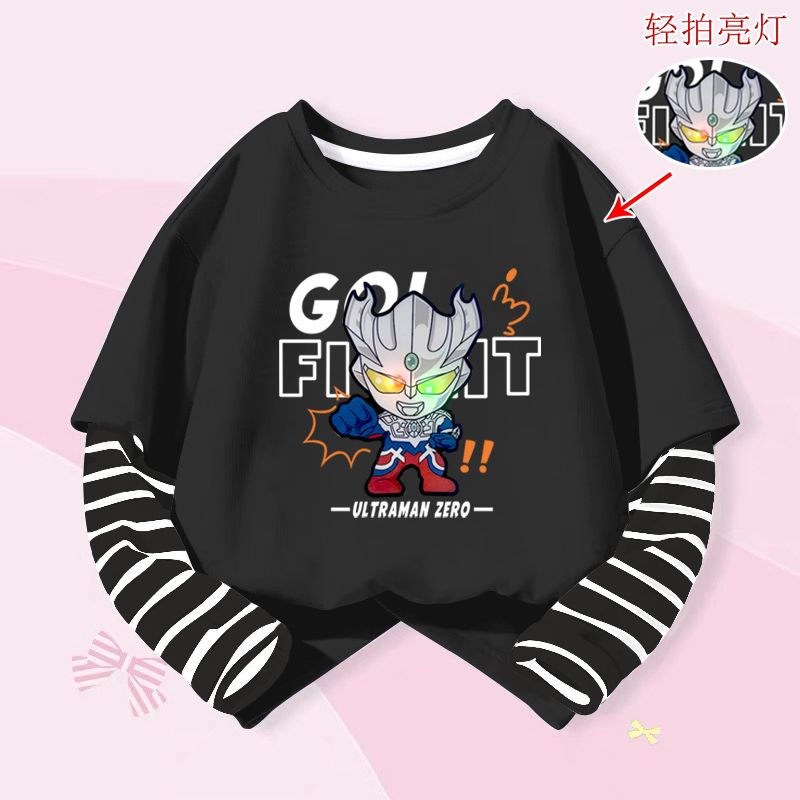 儿童帅气炸街亮灯奥特曼上衣