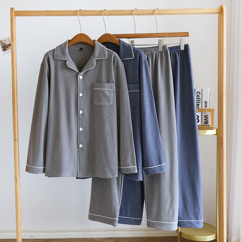 外贸原单！秋冬季加厚睡衣男士法兰绒家居服套装长袖套装大码