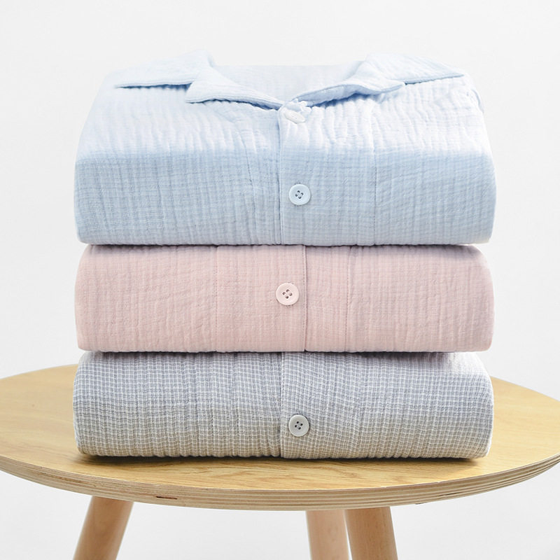 无简母鸡睡衣女长袖绉布三层纱布情侣家居服简约吸汗睡衣套装男,女士内衣/男士内衣/家居服,睡衣/家居服套装,淘宝优惠券,粉丝福利购,淘宝优惠卷