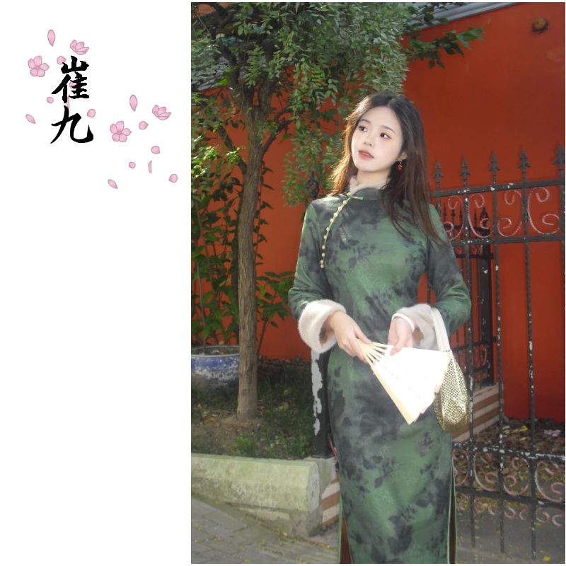 EAHC崔九秋冬款加绒气质旗袍