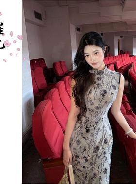EACH崔九【玫瑰剧场】新中式改良旗袍连衣裙女夏季无袖气质长裙