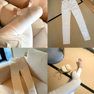 子白色九分裤 M900牛仔裤 裤 高腰2025新款 复古小个子紧身 女秋天薄款