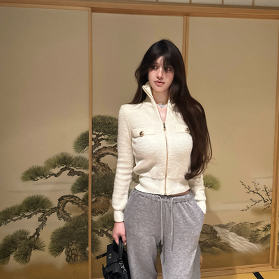 M900毛针织开衫女2025新款春秋小众设计感高级感时尚时髦百搭外套