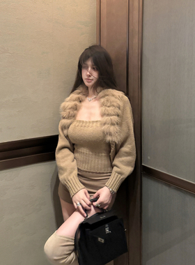 M900毛针织衫外套抹胸2026新款套装短款秋冬小个子穿搭气质两件套