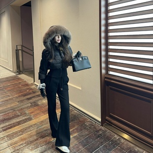 女秋冬款 马蹄裤 2025年新款 阔腿裤 今年流行爆款 M900黑色加绒休闲裤