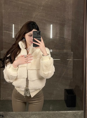 M900环保毛外套女秋冬季2026新款爆款时尚洋气短款小个子气质百搭