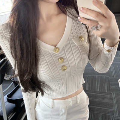 M900白色针织衫上衣秋冬穿搭