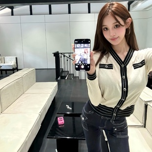 修身 M900小香针织开衫 秋季 春秋短外套百搭短款 外套女白色2025新款