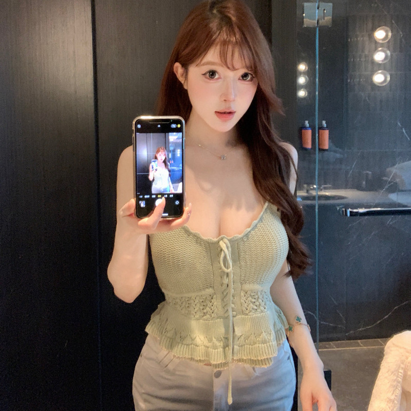 M900针织吊带背心女2026新款夏内搭外穿短款纯欲风辣妹镂空上衣