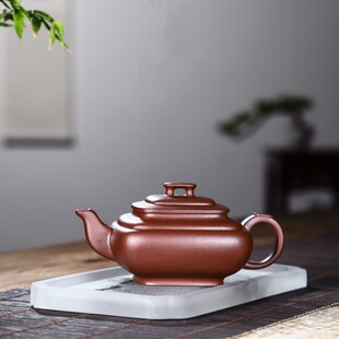 冰心玉壶紫砂手工制作原矿紫泥四方上新桥宜兴紫砂壶中式茶壶茶具