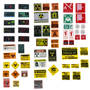 MOC移印印刷瓷砖急救弹药防火僵尸电脑桌人仔小颗粒积木兼容