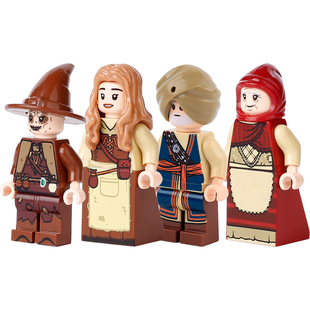 MOC哈利波特中古人仔女巫帽子士兵城堡配件小颗粒积木兼容