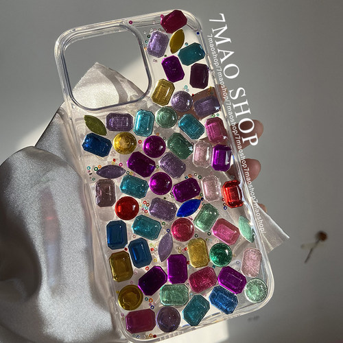 超闪彩色宝石立体贴钻手机壳