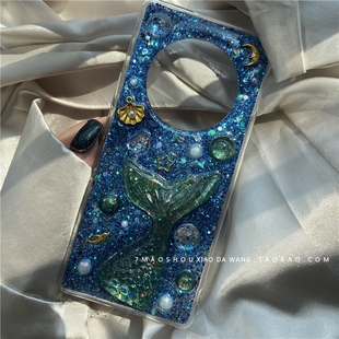 高级深绿色美人鱼尾巴iPhone16promax手机壳mate70p80小米15ultra