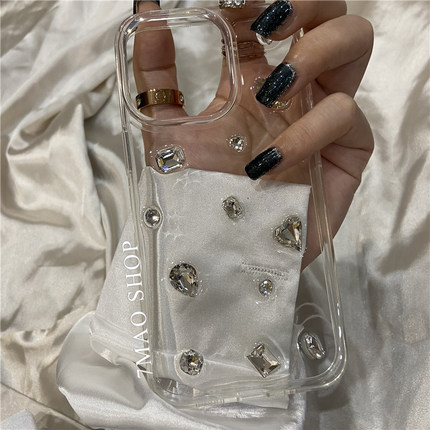 超闪水钻简约适用iphone17promax12手机壳15/13 16PRO 14plus mate80pro nova13小米17pro reno14pro女手机套