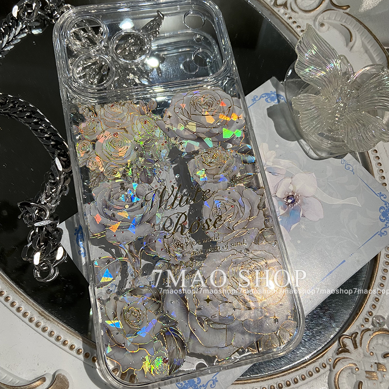 纯洁白玫瑰超火苹果小米手机壳