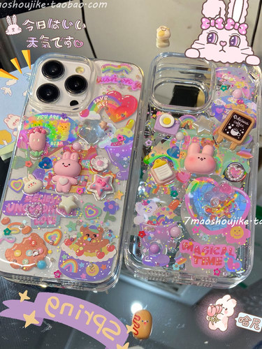 可爱兔辣妹贴纸手机壳