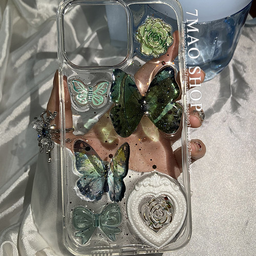 森林系绿蝴蝶仙踪手机壳