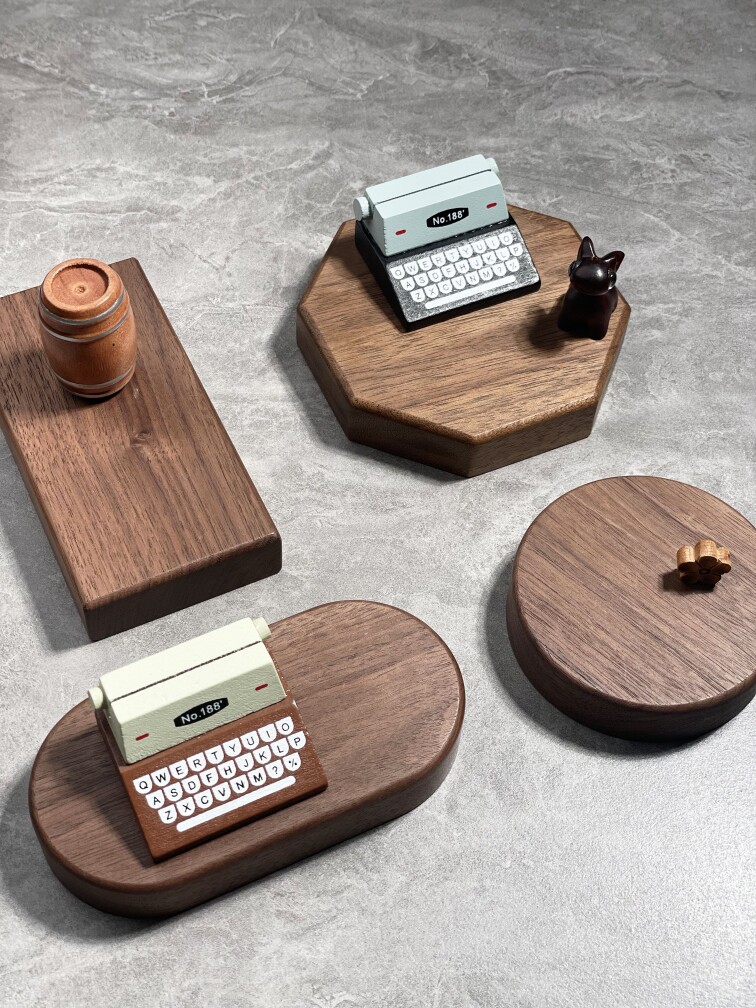 北美黑胡桃木汽车载diy手办底座佛像摆件装饰手办玩偶积木底托盘