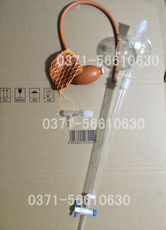 层析柱具砂芯板四氟活塞密封24磨口300mm加压头储液球双联球皮筯