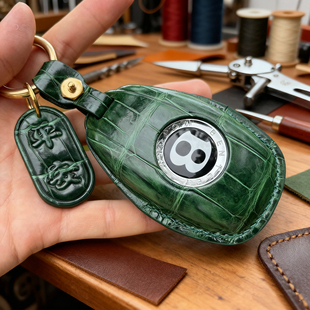 适用于宾利欧陆GT添幕尚飞驰越车钥匙包套壳扣鳄鱼真皮纯手工定制