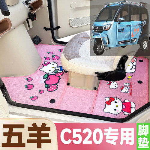 五羊C520专用卡通图案低速电动三轮车防水耐脏全覆盖雪尼丝圈脚垫