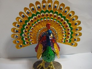 欧式金属装饰品摆设家居创意红灵孔雀开屏时尚客厅摆件结婚礼物